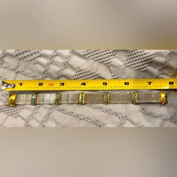 Vintage Genuine Sterling Silver Vermeil Channel-Set Topaz Bracelet, 7.5 Inches - Picture 5 of 5